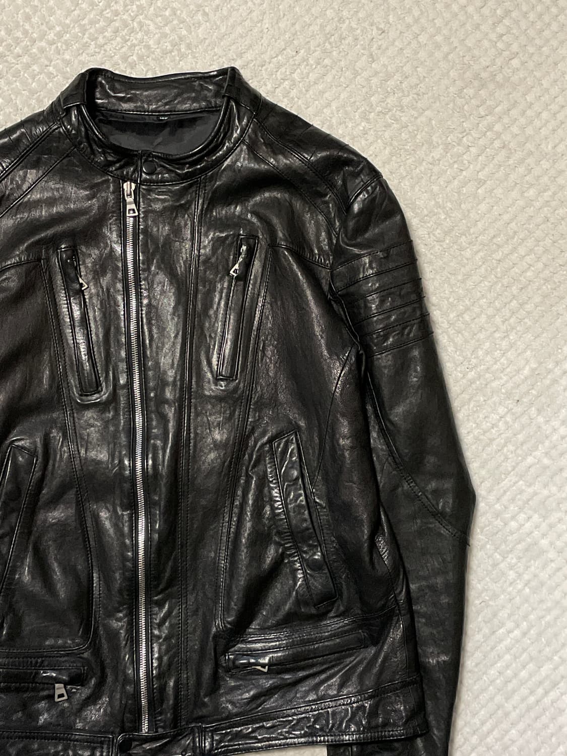 광희시장 웨스턴 무드 램스킨 양가죽 절개 레더 자켓 상품이미지3