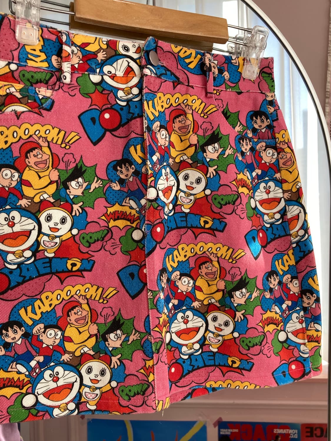 도라에몽 핑크 패턴 미니 스커트 상품이미지2