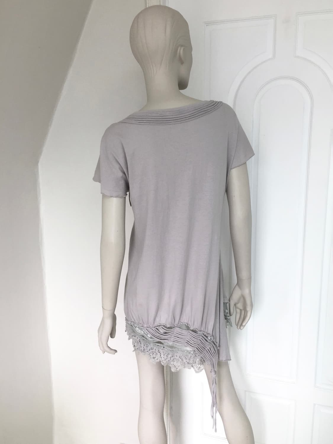 Vintage Crochet Detail Grey Blue Top 상품이미지5