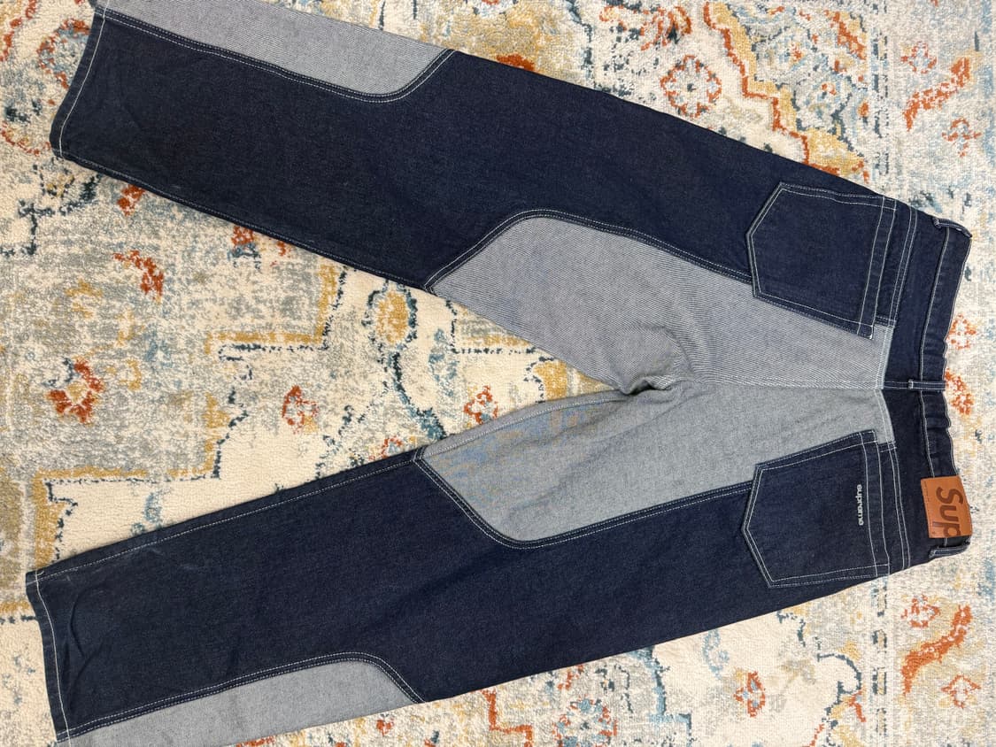 슈프림 투톤 패널 배기진 블루 32사이즈 상품이미지3