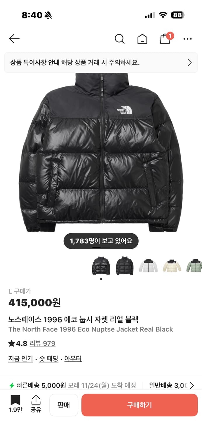 노스페이스 1996 눕시 상품이미지1