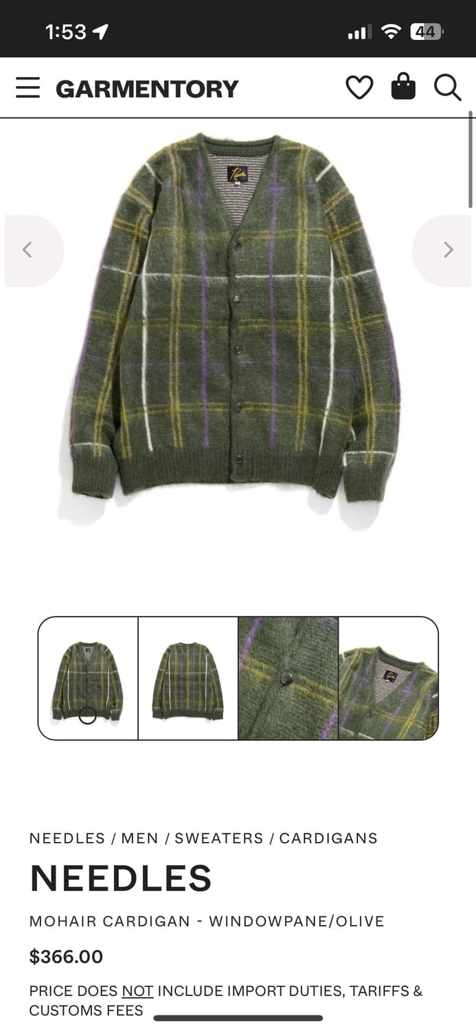 니들스 Windowpane 모헤어 울 가디건 상품이미지7