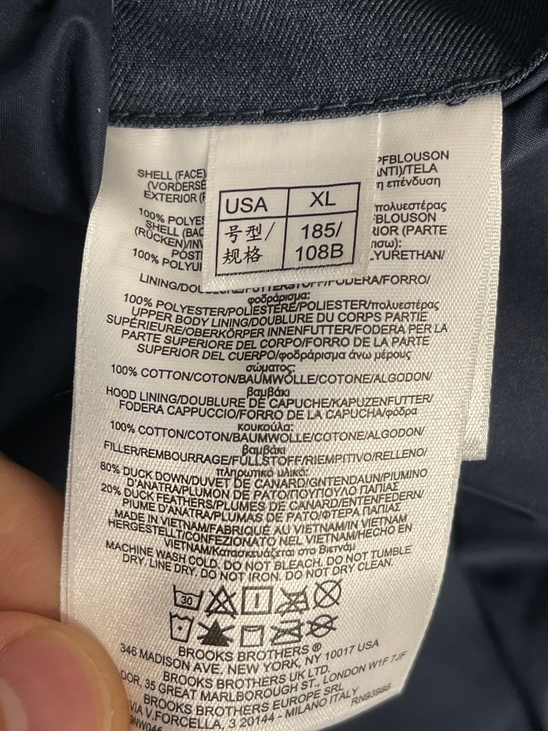 브룩스 브라더스 퀼팅 후드 덕다운 네이비 XL 상품이미지9