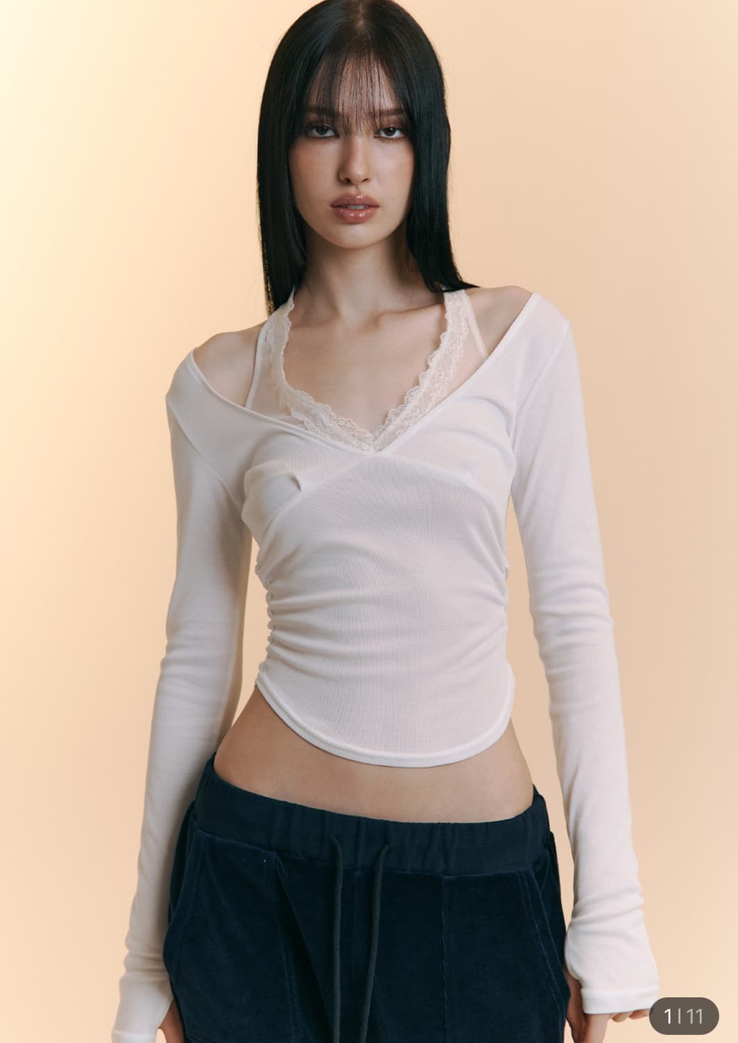 플리즈노팔로우 아멜리아 레이스 홀터 탑 화이트 상품이미지3