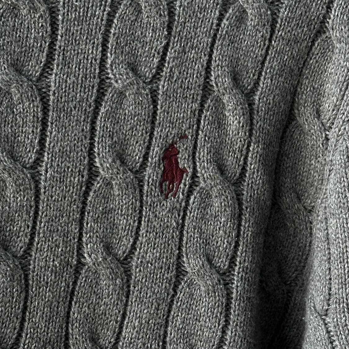 폴로 랄프로렌 케이블 니트 코튼 스웨터 그레이 M 상품이미지5