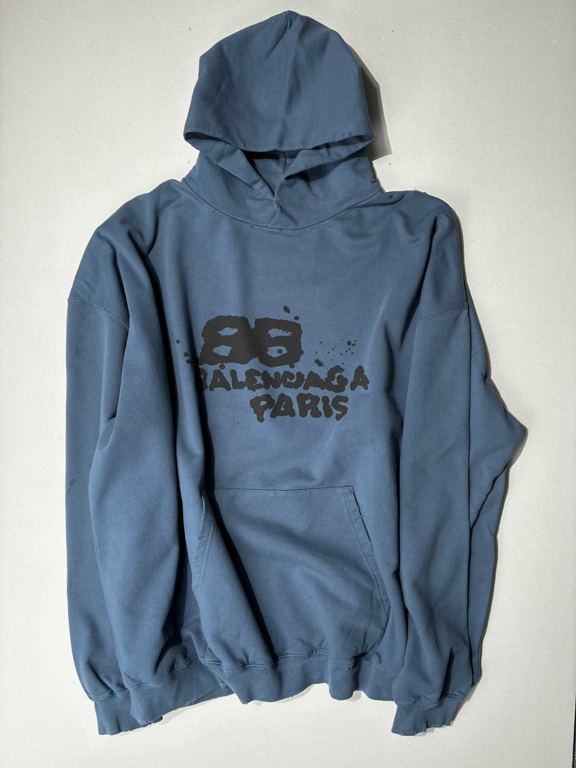 발렌시아가 핸드 드로운 BB 아이콘 라지핏 후드 블루 상품이미지1