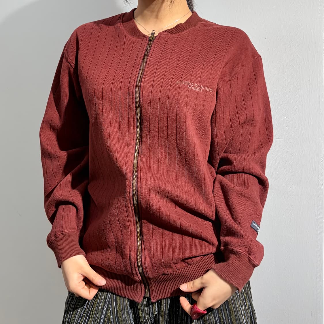 히로코 코시노 옴므 버건디 코튼 자켓 상품이미지2