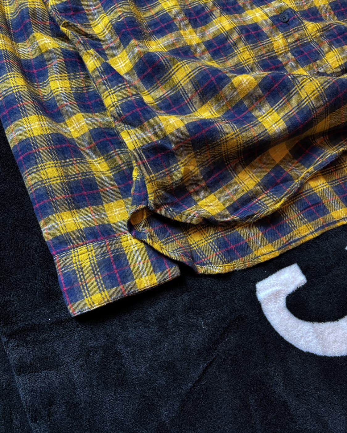 일본빈티지 유니클로 옐로우 체크 셔츠 상품이미지3