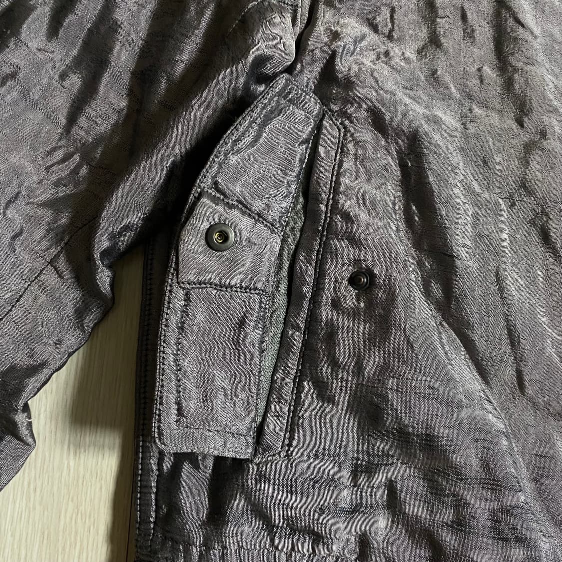 [M] 드리스 반 노튼 논카라 바이커 블루종 메탈릭 그레이 상품이미지6