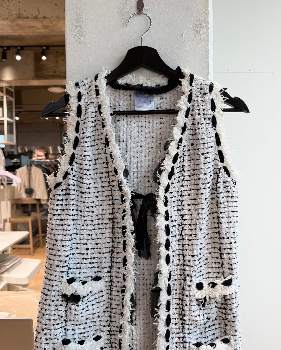 샤넬 화이트 05s 트위드 롱 베스트 자켓  상품이미지3