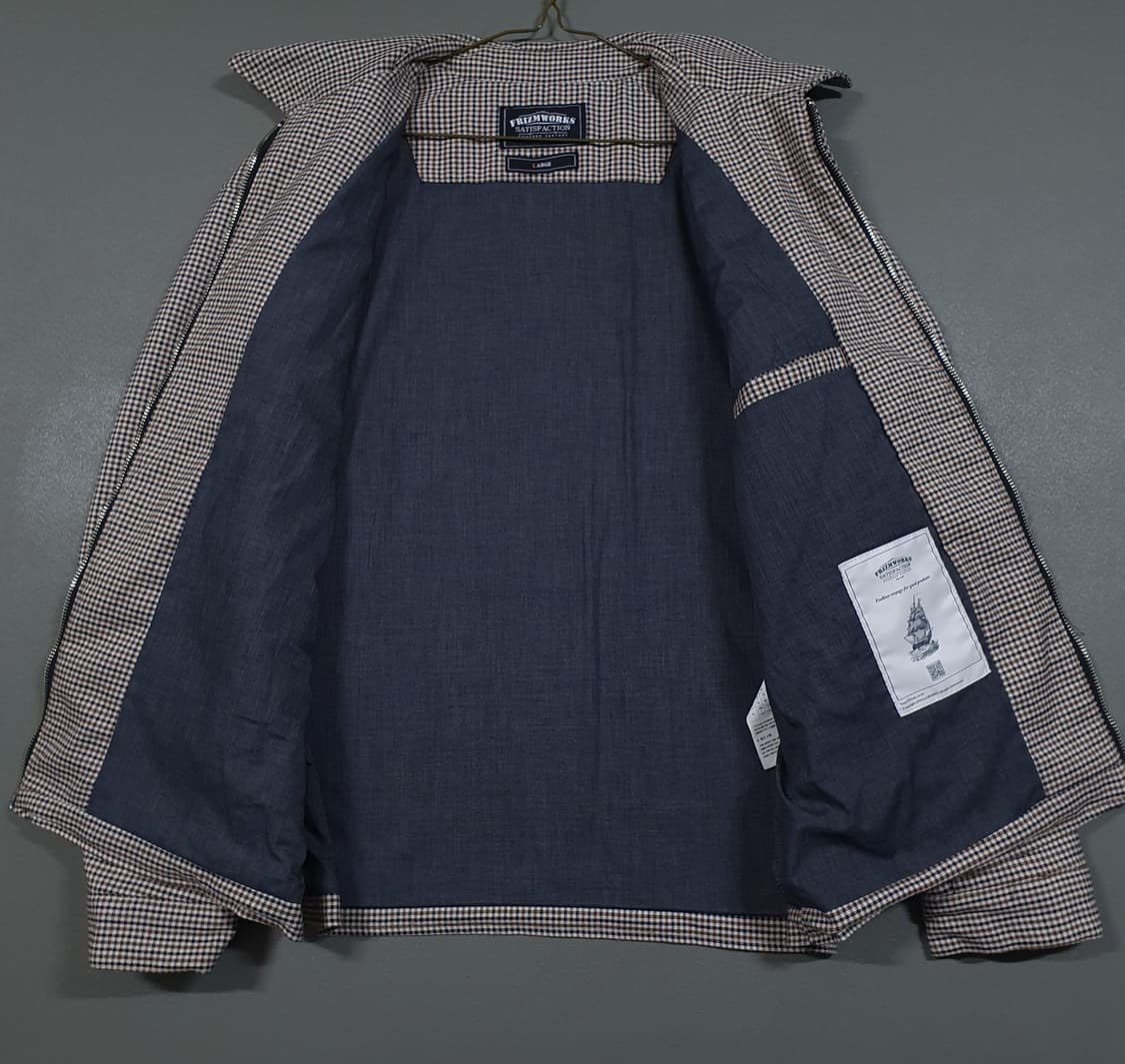 실측 XL) 프리즘웍스 신형 깅엄체크 투웨이 집업 미니멀 블루종 자켓 상품이미지6