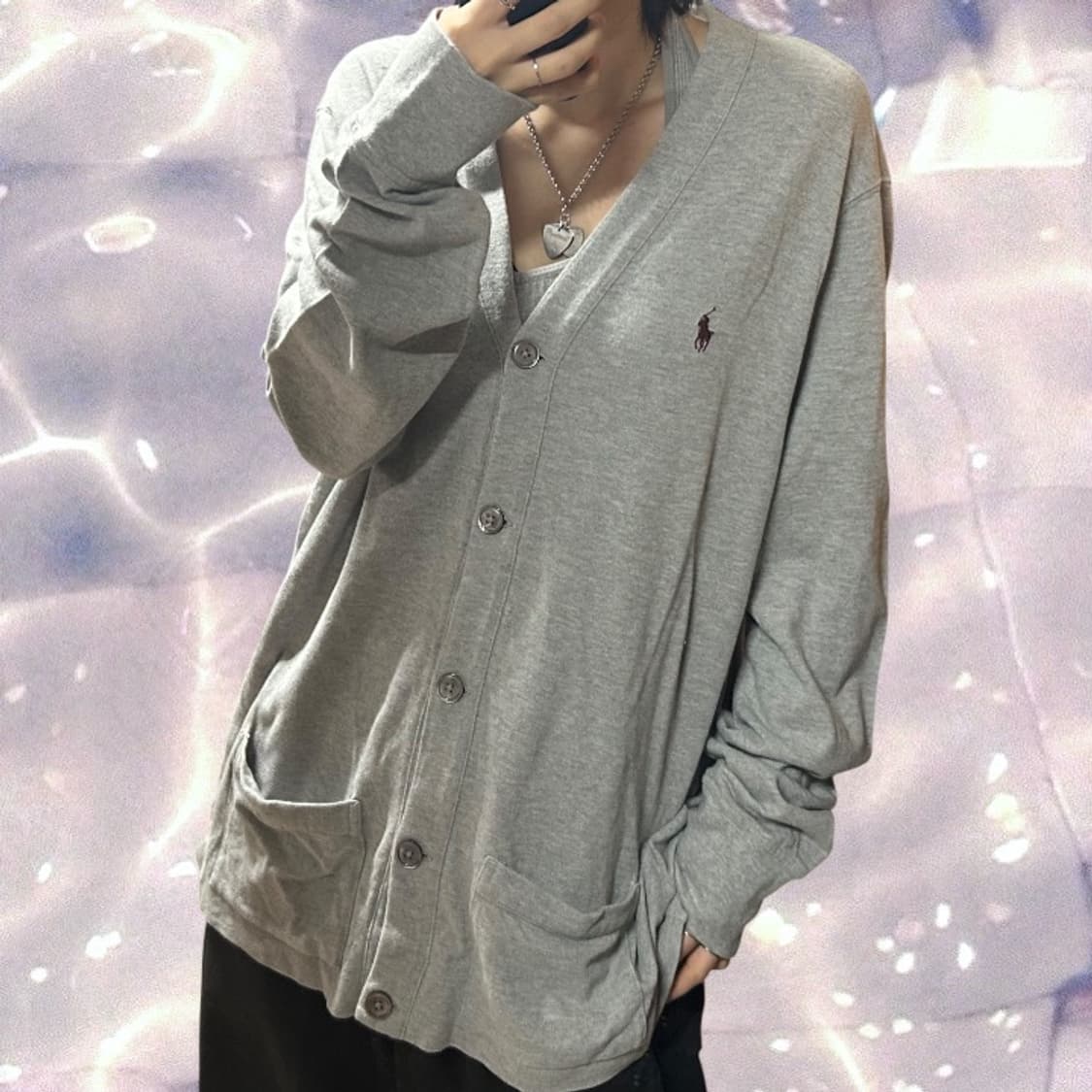폴로 랄프로렌 오버핏 포켓 니트 가디건 그레이 XL 상품이미지1