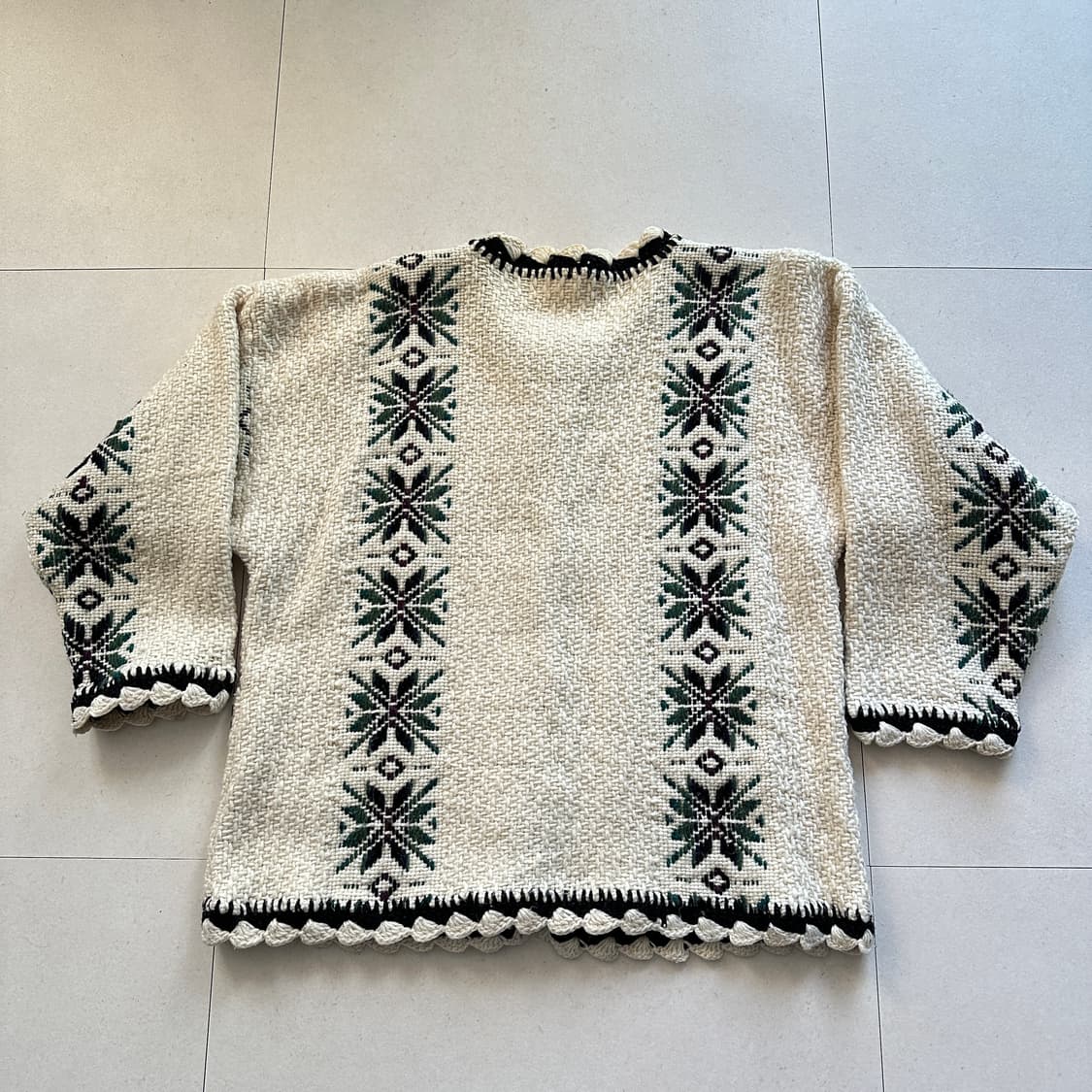 90s 에콰도르 핸드메이드 빈티지 에스닉 아즈텍 울 가디건 상품이미지7