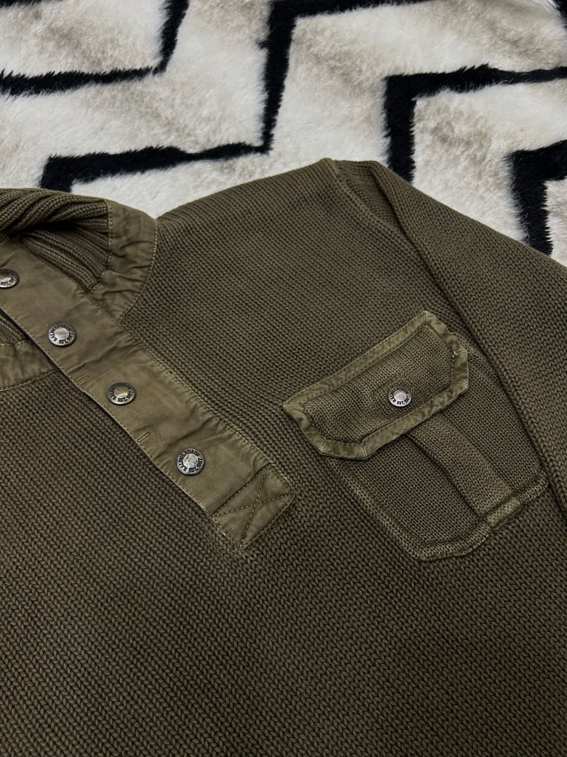 [S]폴로랄프로렌 코만도 숄카라 헤비 니트/빈티키카키 상품이미지1