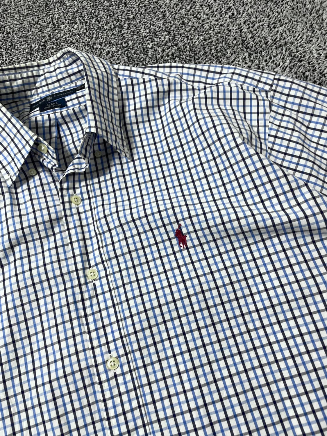 빈티지9. 폴로랄프로렌 클래식핏 옥스포드 블루 체크 셔츠 코튼 상품이미지2