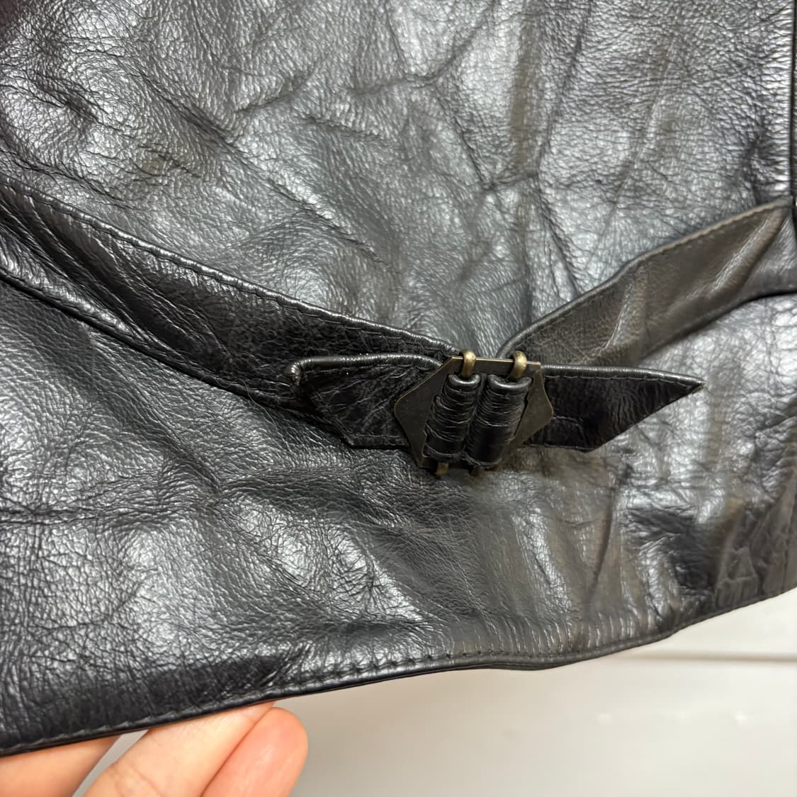 블랙 소가죽 레더 버클 베스트  상품이미지5