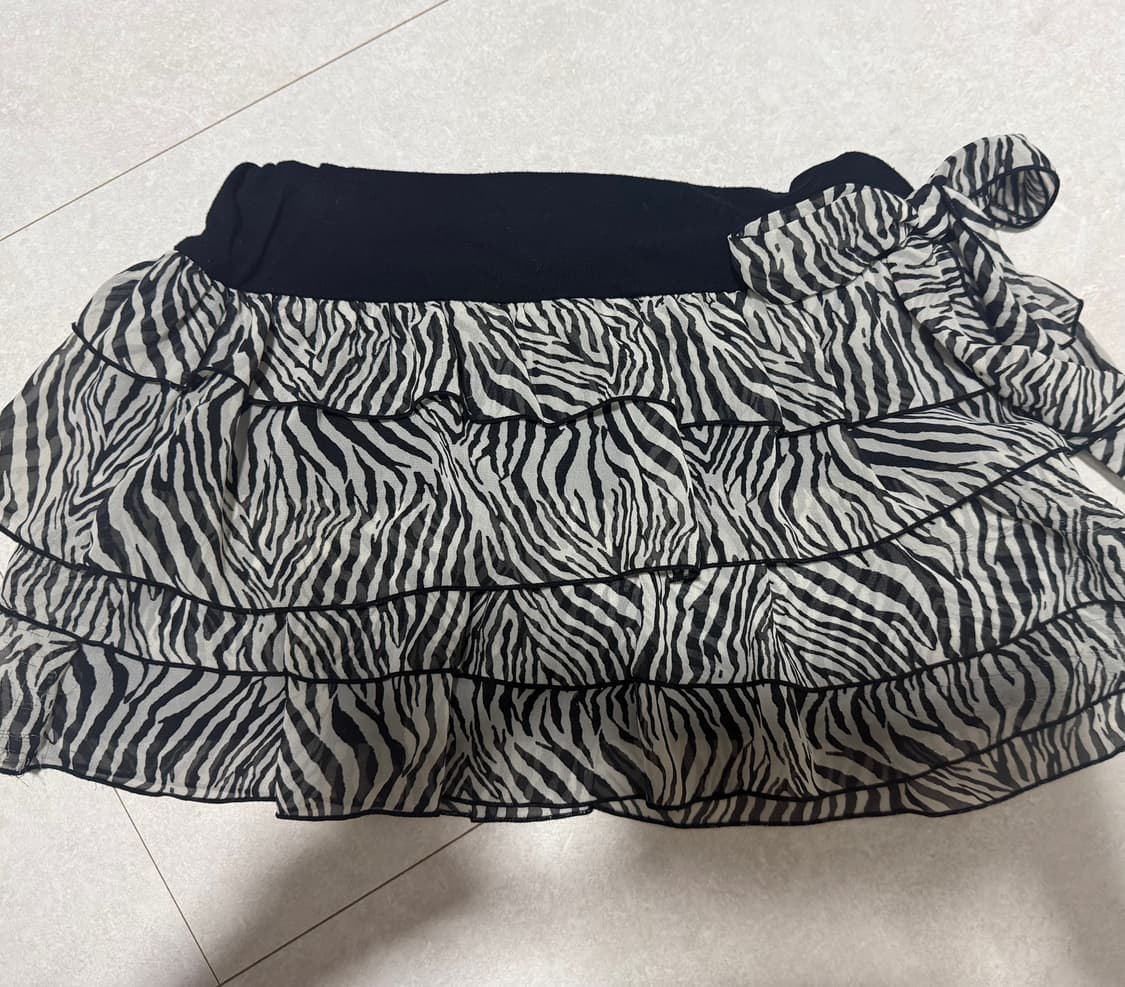 얼룩말 캉캉스커트 티어드스커트 캉캉치마 갸루 지브라 리본 상품이미지1