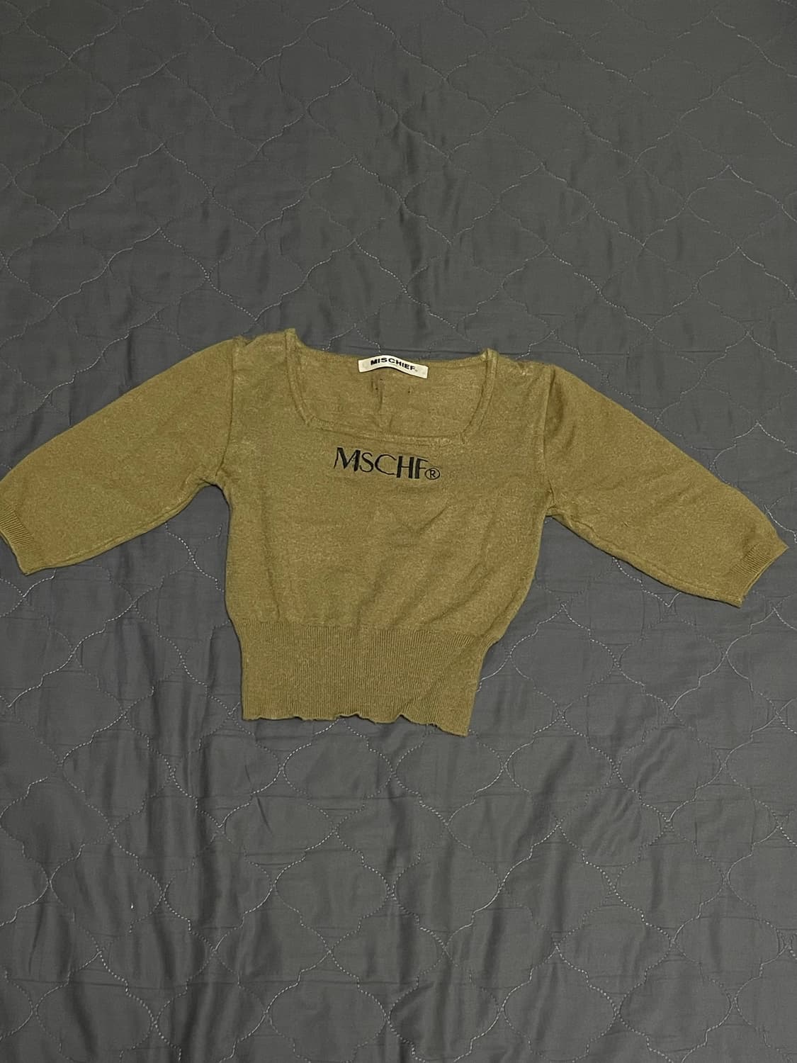 미스치프 7부 카키 니트 상품이미지1