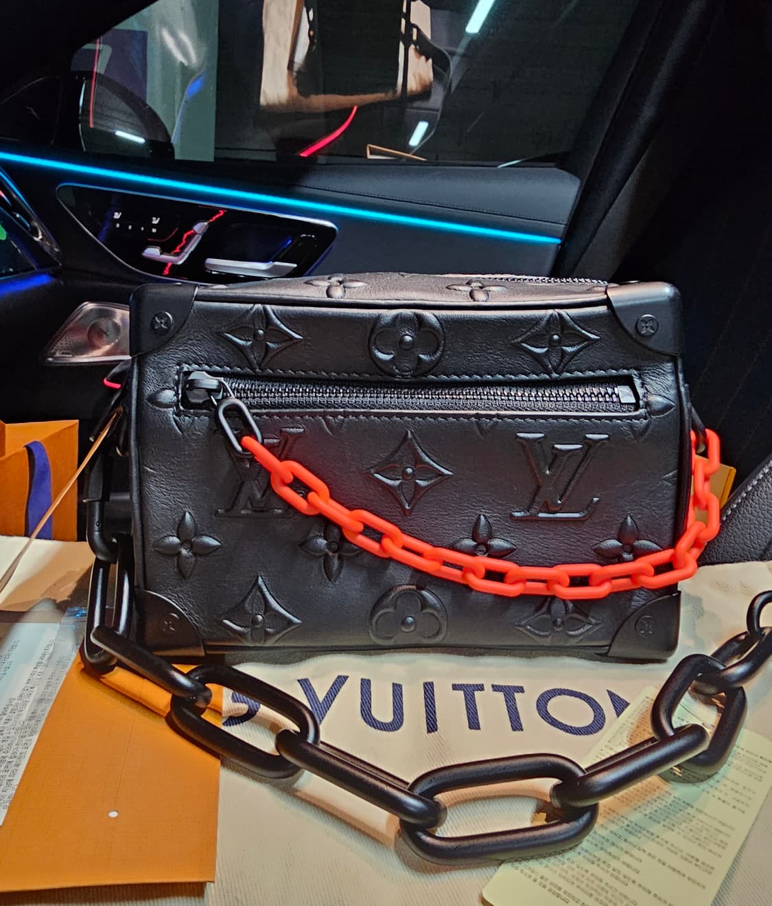 루이비통 버질아블로 입체 앰버서드 미니소프트 트렁크 크로스백 주황체인 상품이미지1