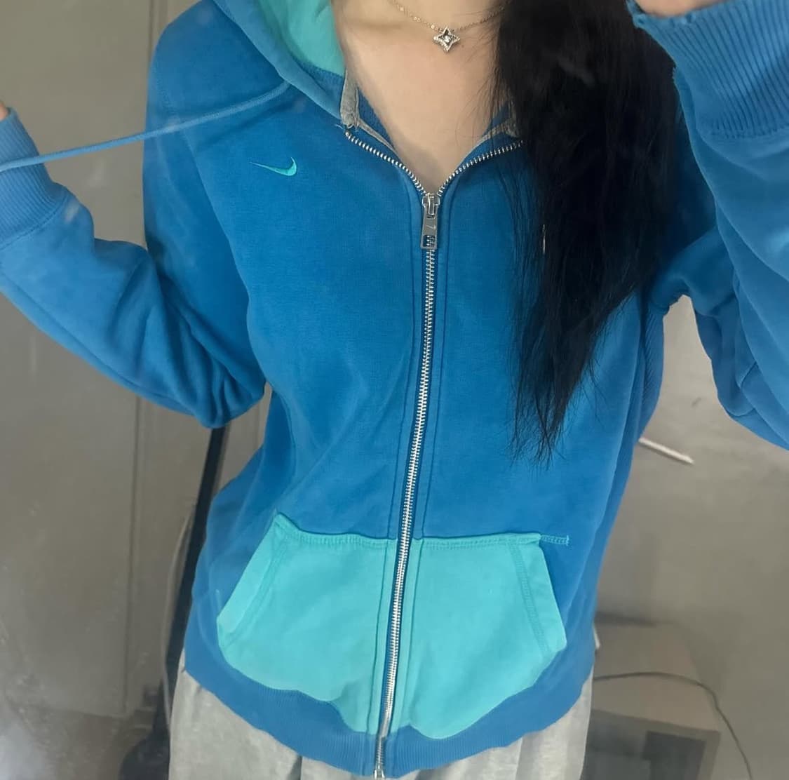 나이키 파란색 배색 후드집업 상품이미지2