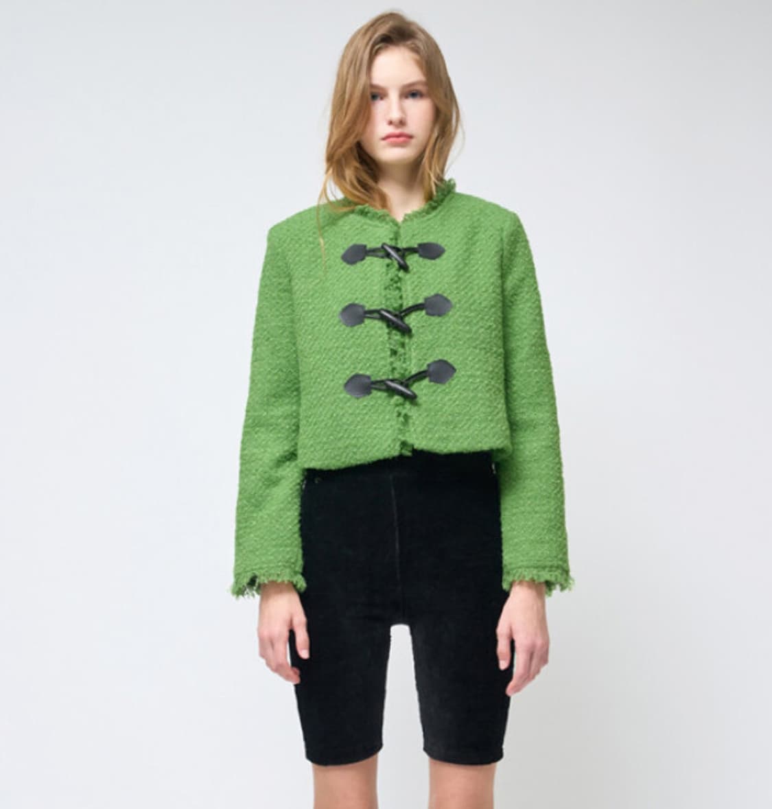 320쇼룸(320SHOWROOM) 토글버튼 프린지 트위드자켓 55 상품이미지2