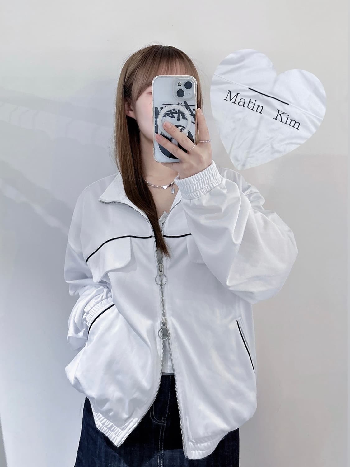 마땡킴 빅로고 화이트 투웨이 트랙탑 상품이미지1