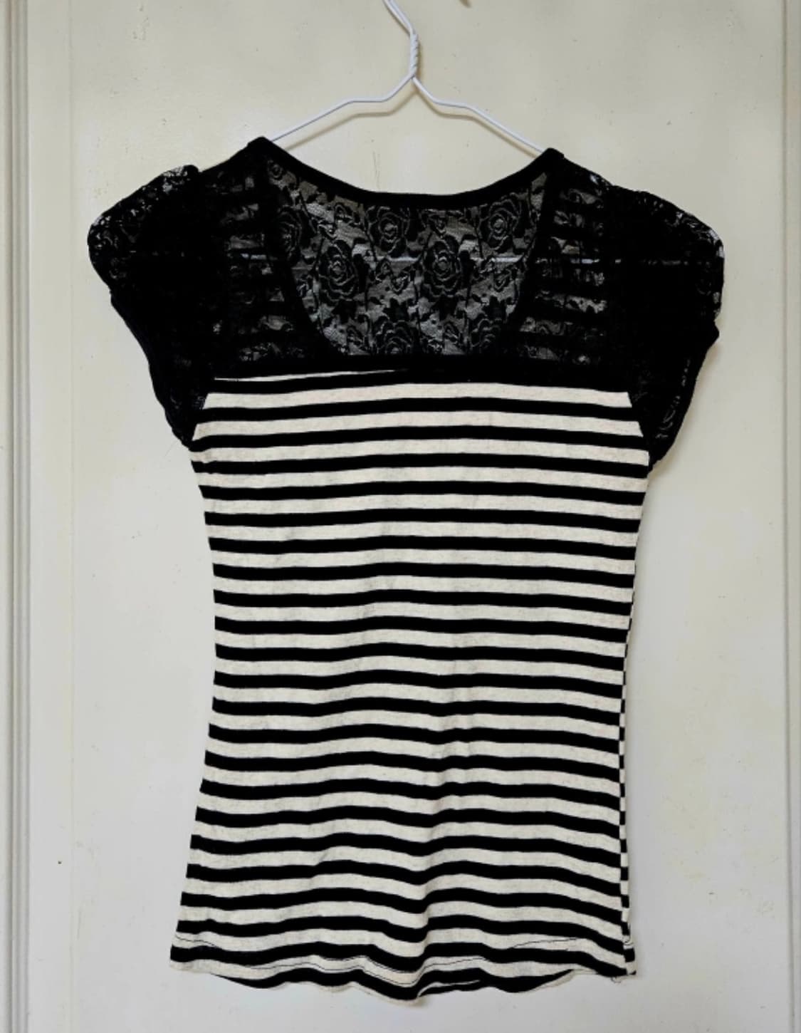 빈티지 스트라이프 레이스 티셔츠 상품이미지2