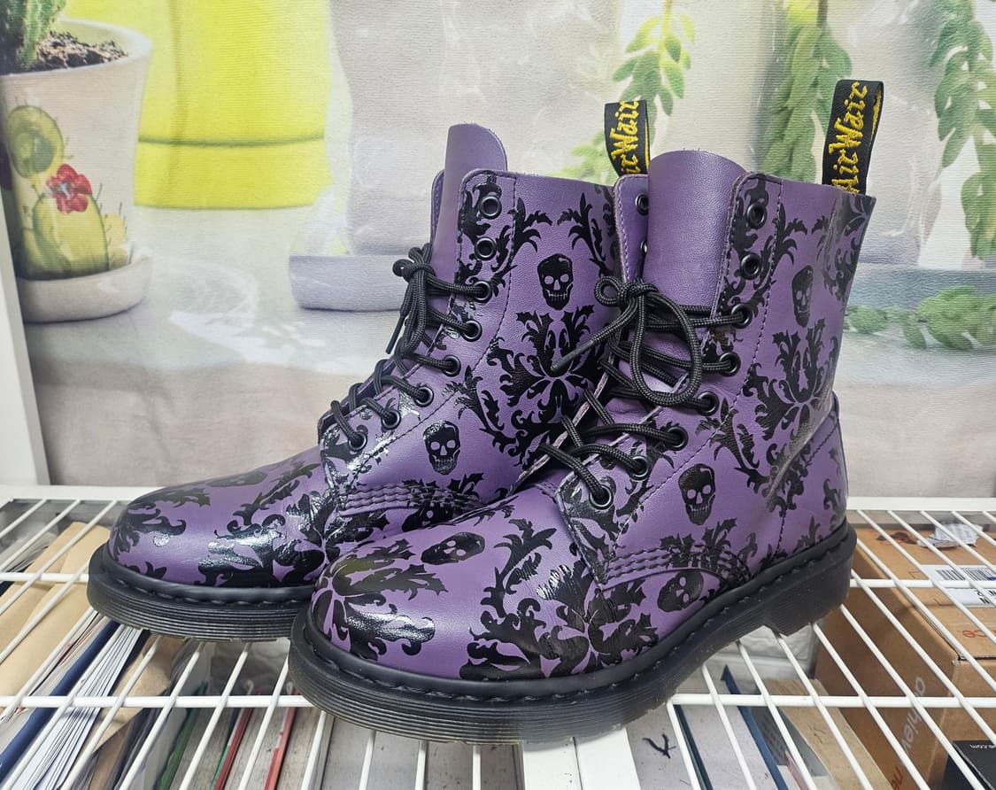 닥터마틴 255 해골 가죽부츠 플로럴 8홀 워커부츠 남녀공용 LB58 상품이미지1
