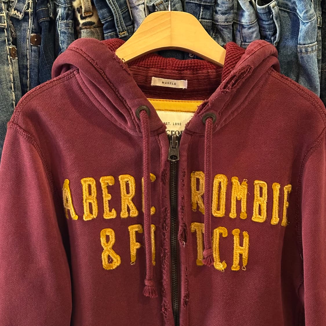 아베크롬비 버건디 후드집업 상품이미지3