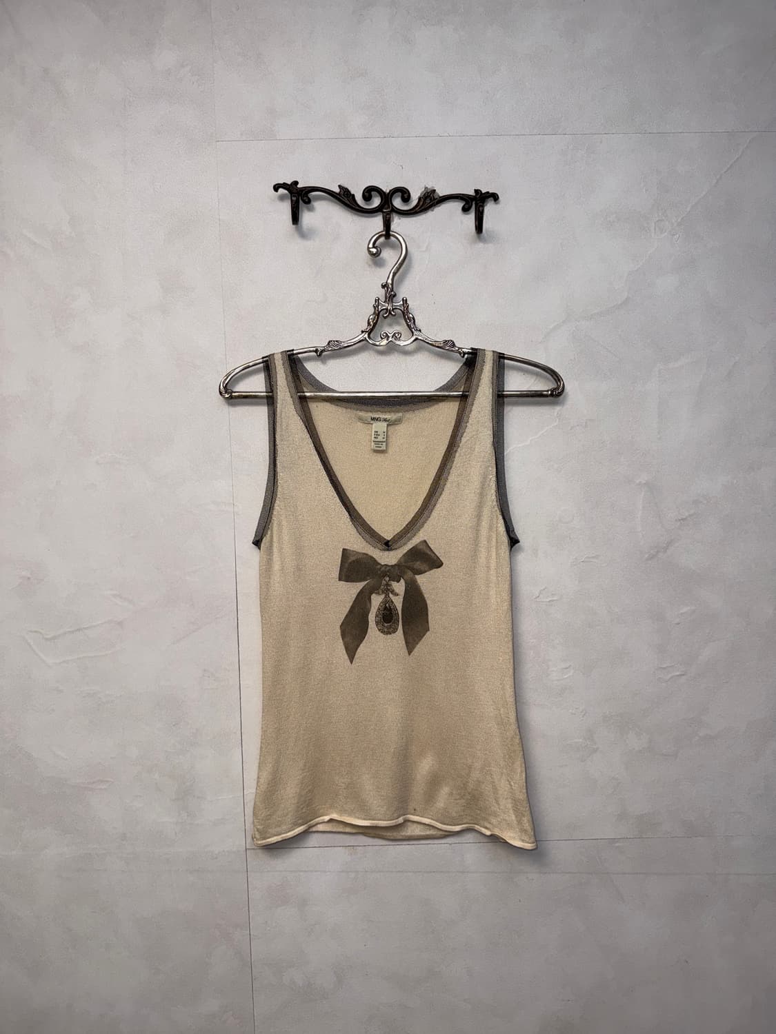 Ivory vintage ribbon printed sleeveless 상품이미지4