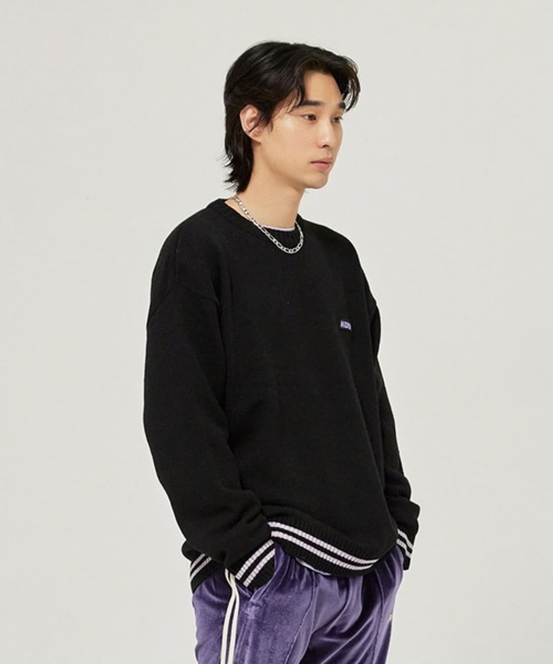 L ) 널디 백로고 크루넥 니트 상품이미지2