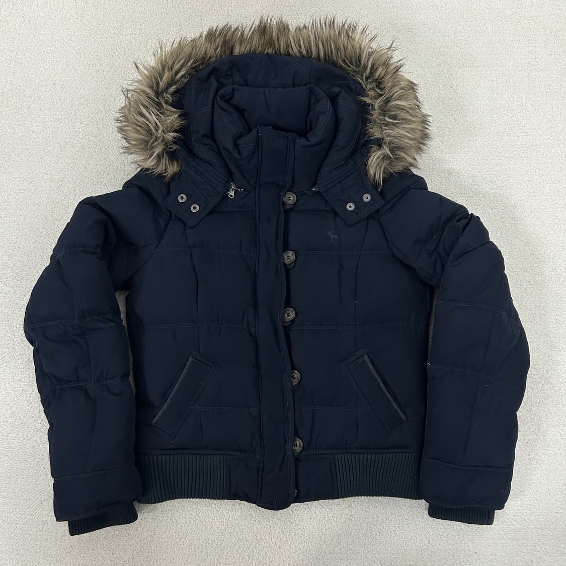 아베크롬비 울프죠 후드 퍼 패딩 점퍼 네이비  상품이미지3