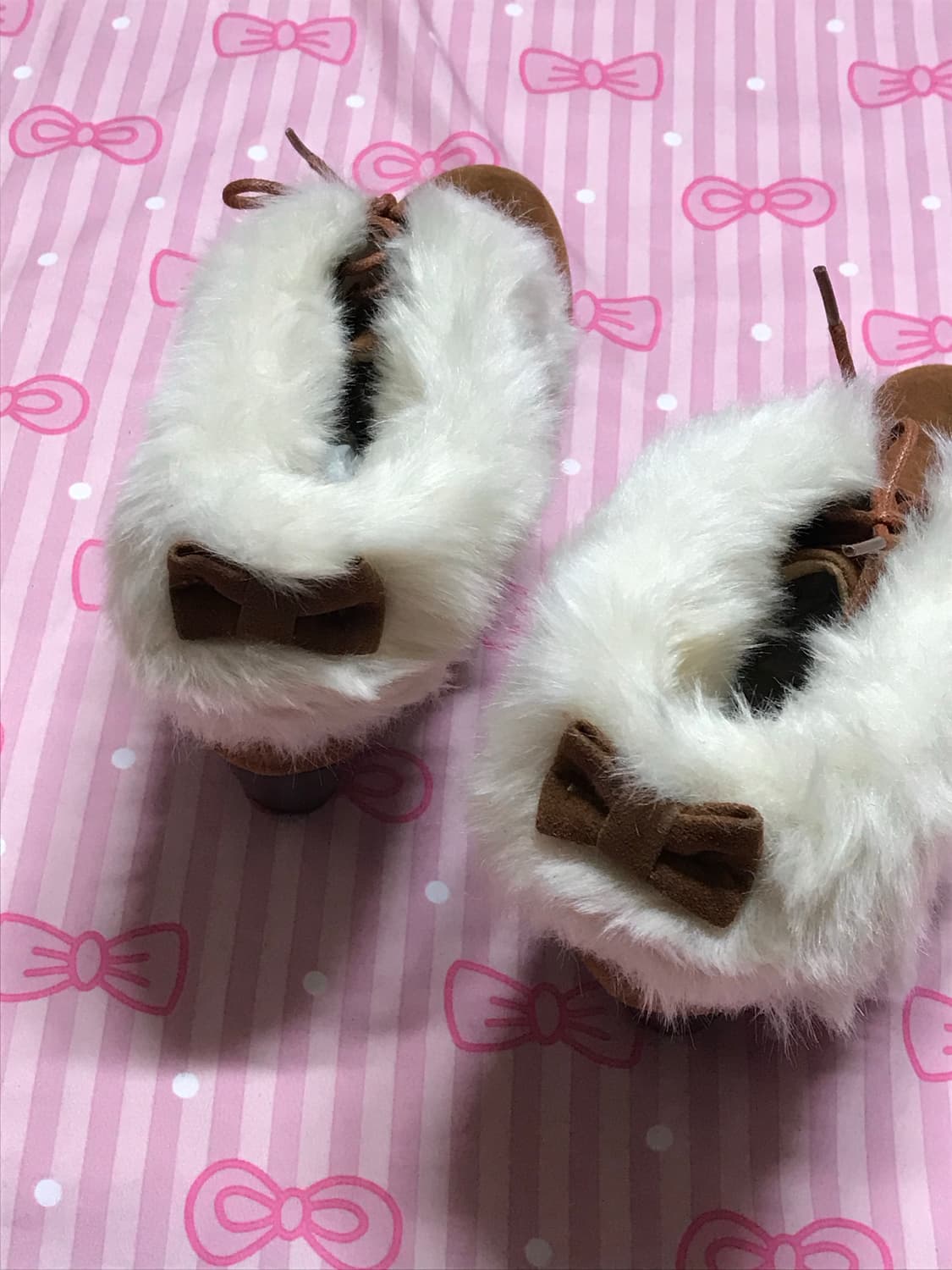 라떼갸루 퍼 리본 앵클부츠 오네 히메 샤이루 상품이미지4