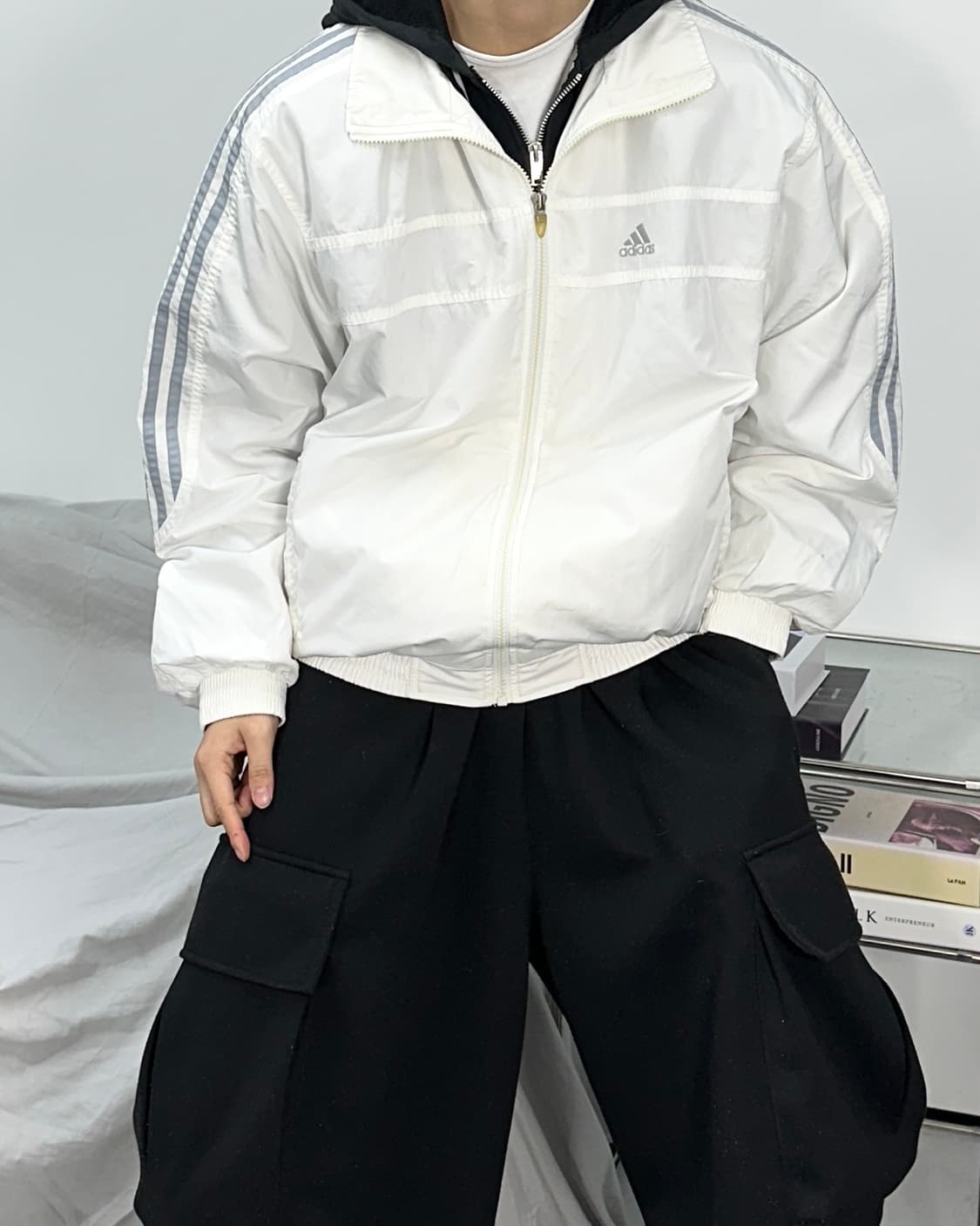 아디다스 00s 화이트 그레이 바람막이 L 상품이미지2
