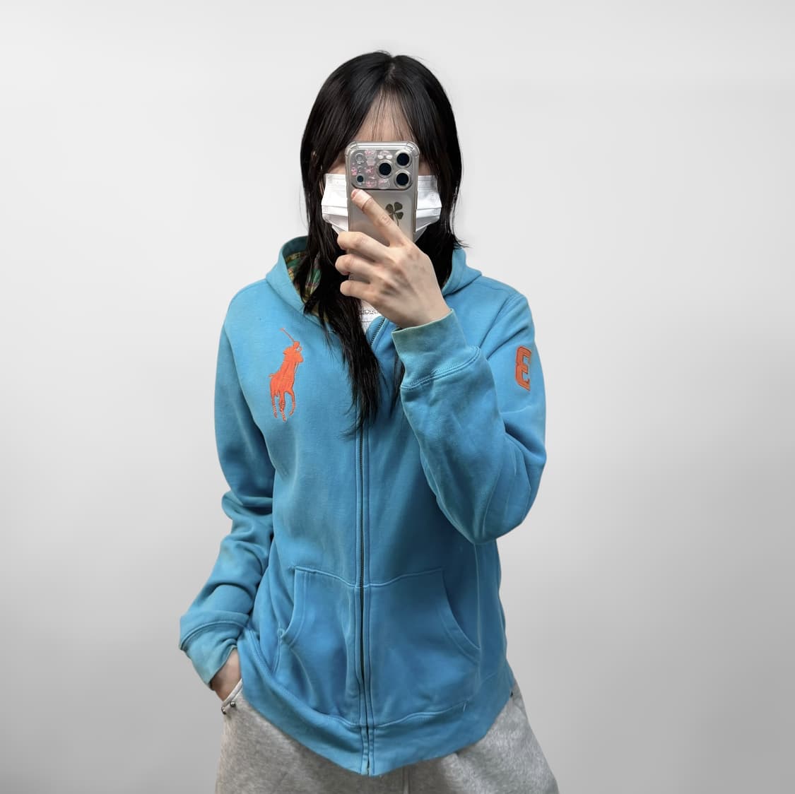 폴로 랄프로렌 빅 포니 후드집업 소라 상품이미지1