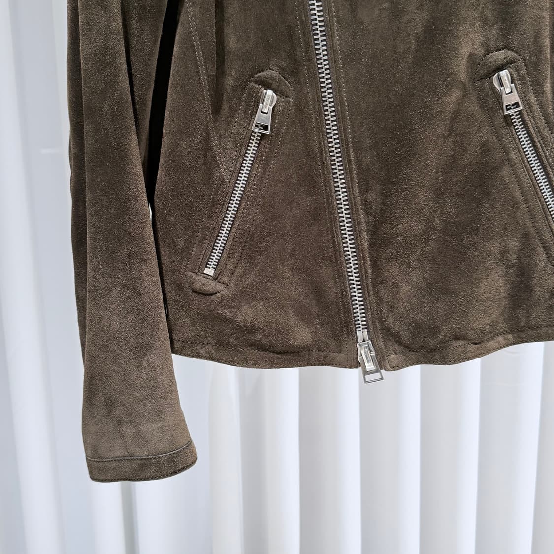 (A+/48) / 톰포드 아이콘 스웨이드 라이더 봄버 블루종 자켓 브라운 상품이미지4