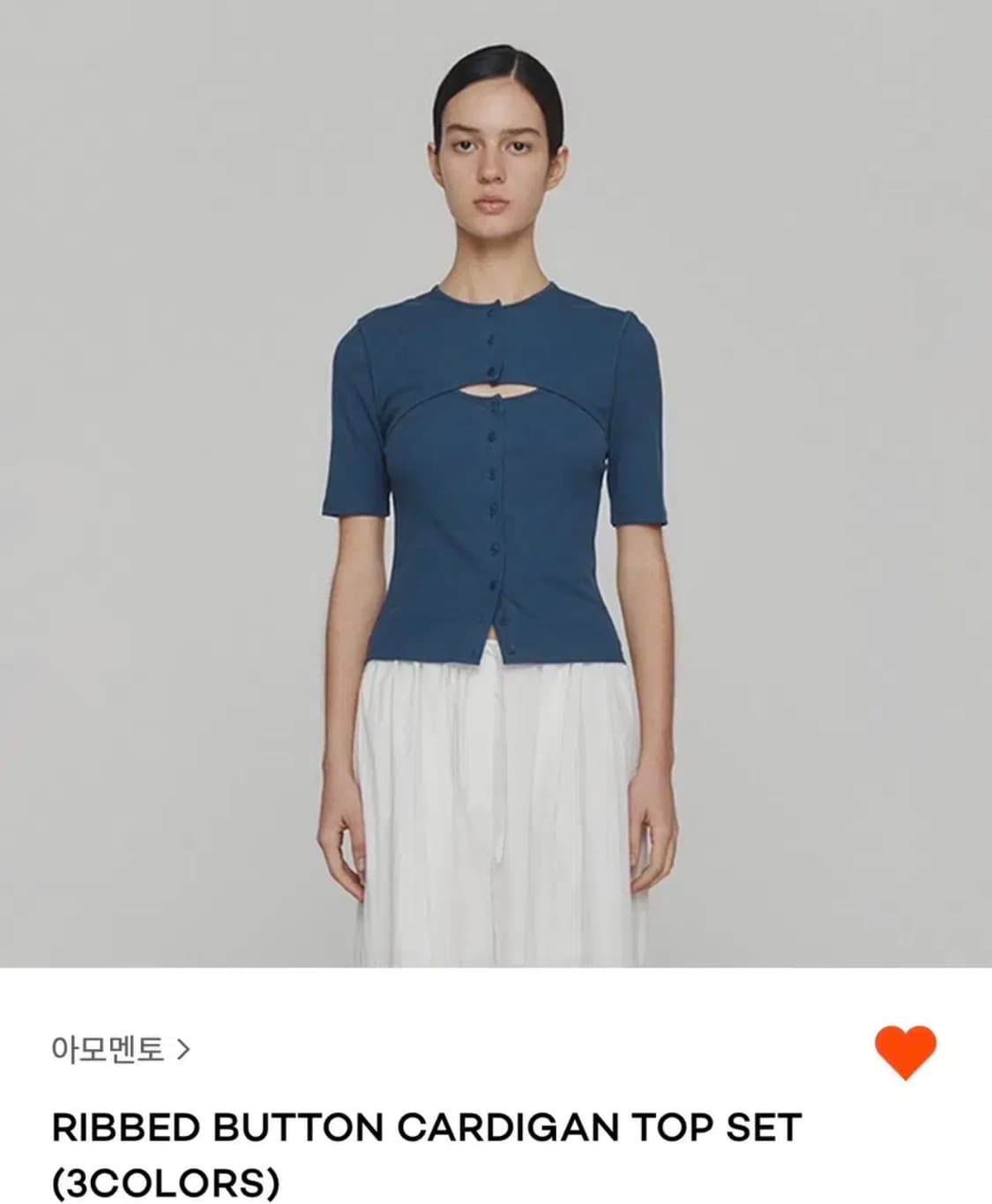 아모멘토 ribbed button cardigan top set 상품이미지1