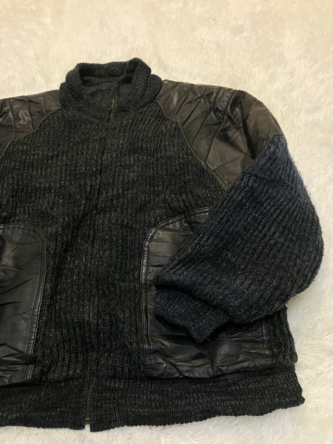 a블랙 레더패치 니트 점퍼612  상품이미지3