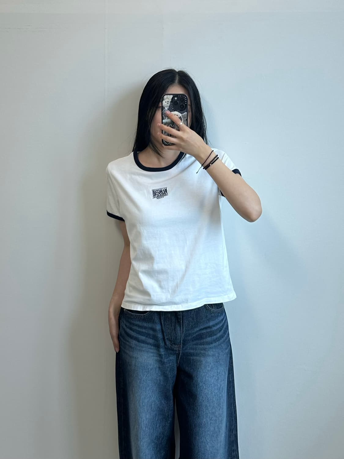 마리떼프랑소와저버 박스로고 화이트 링거 반팔 티셔츠  상품이미지1
