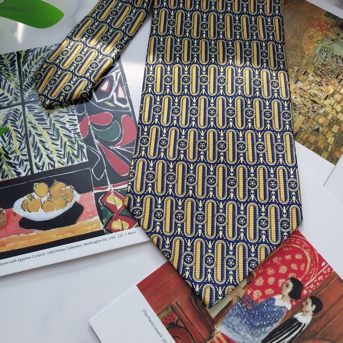 미쏘니 실크 골드 패턴 넥타이 9.6cm A+등급 K1422
 상품이미지5