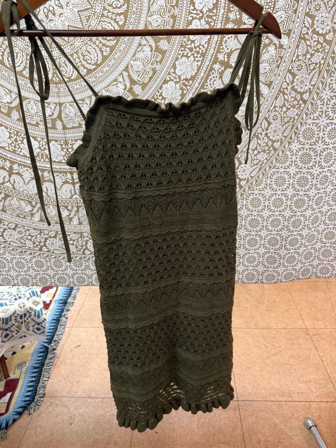 제페니즈 빈티지 여성 펀칭 니트 롱 민소매 원피스 (Z1004) 상품이미지4