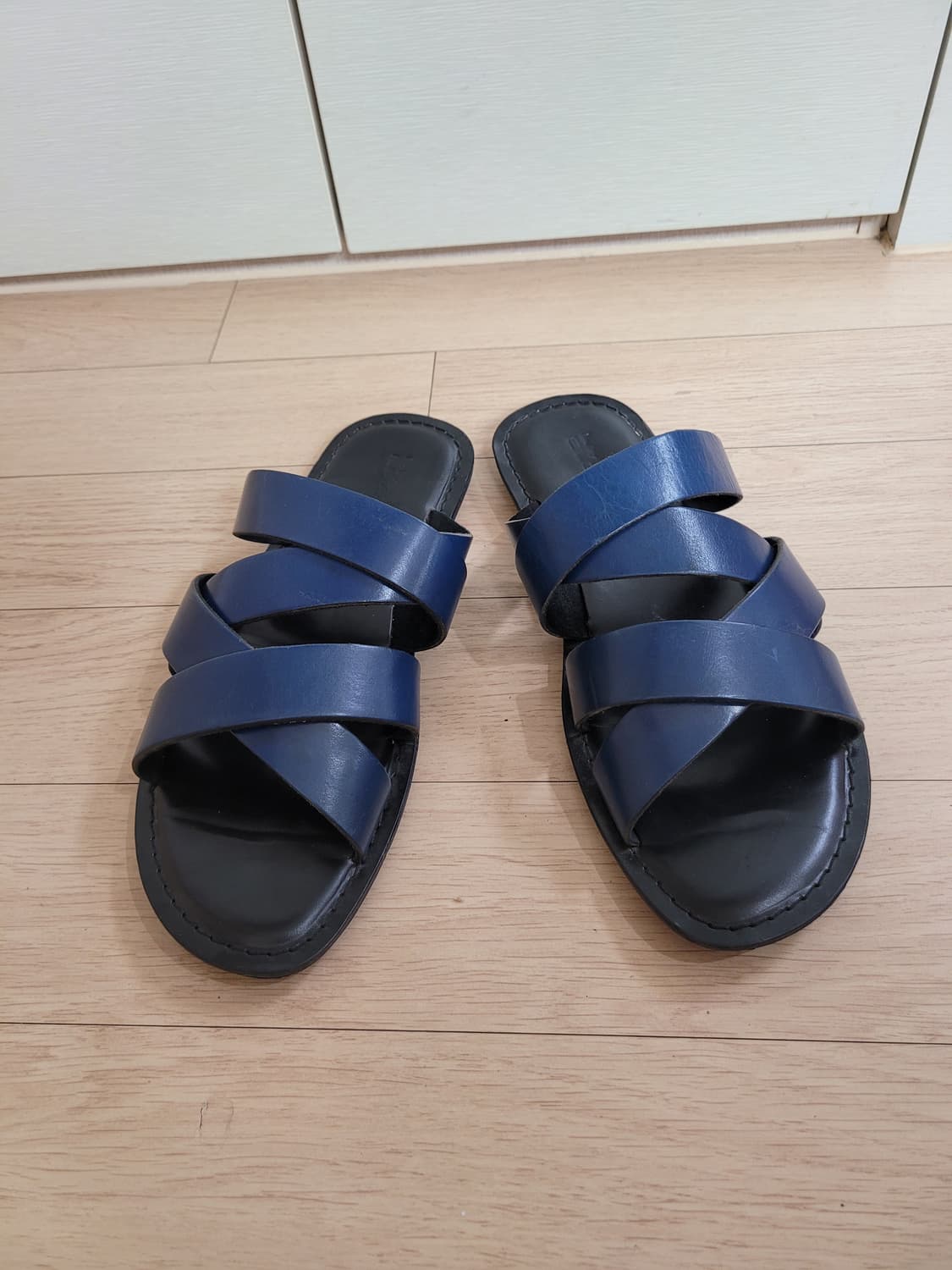 엘칸토 Elcanto 남자 가죽스트랩 슬리퍼 275 네이비 상품이미지3