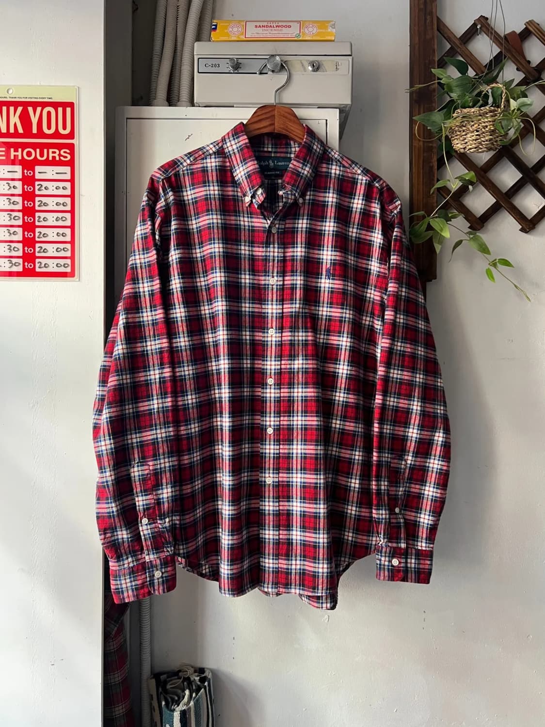 [L]폴로 랄프로렌 CLASSIC FIT 레드 타탄체크 옥스포드 셔츠 상품이미지1