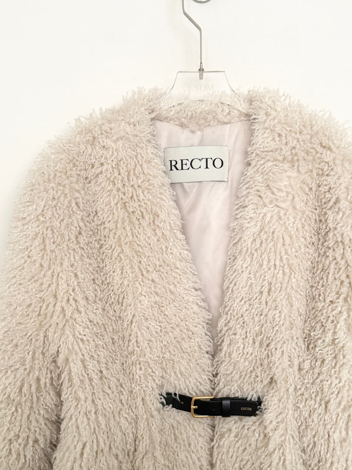 렉토 Faux 시어링 벨티드 스트랩 디테일 코트 상품이미지5