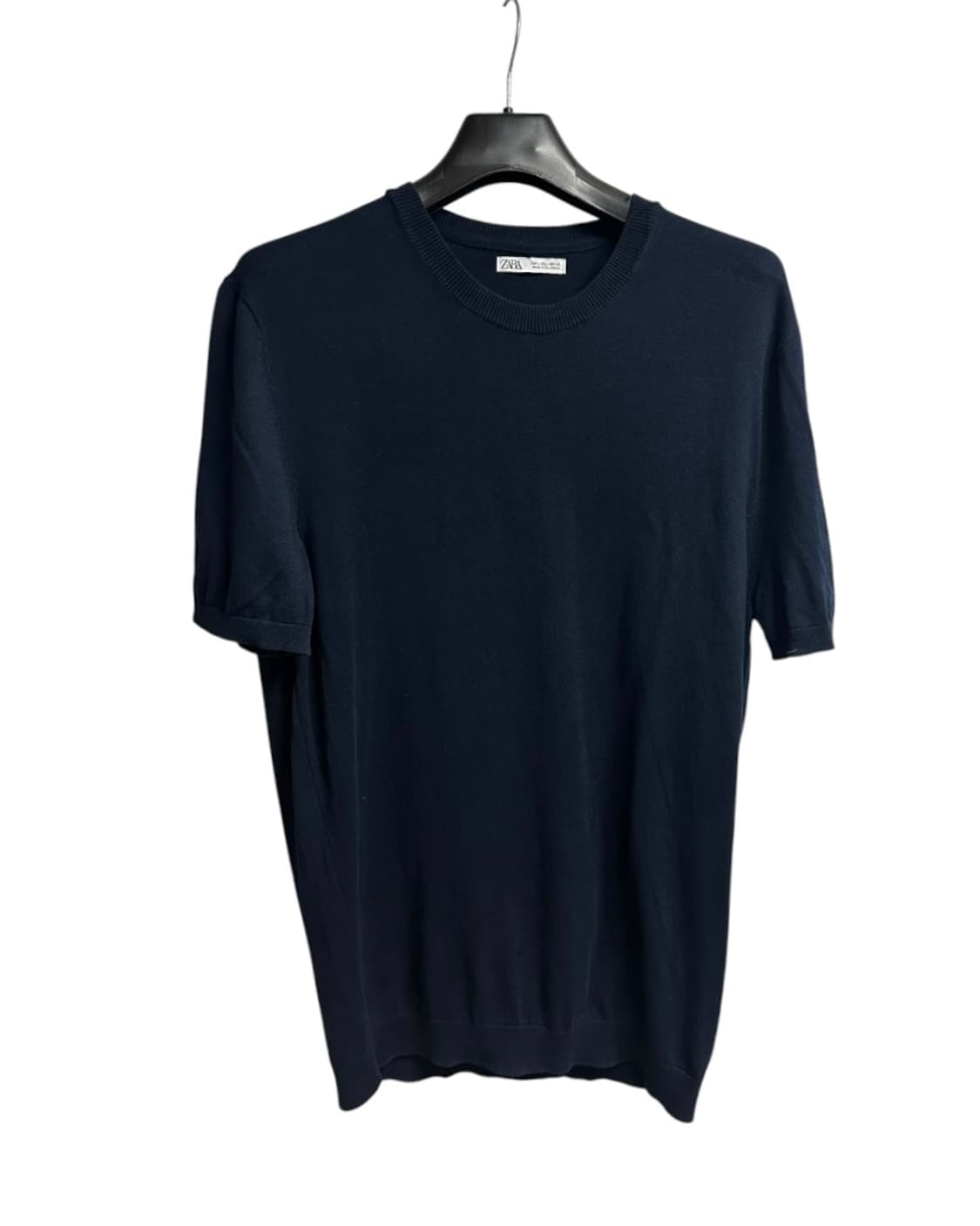 자라(zara) 레귤러핏 네이비 코튼 반팔 니트 L size 상품이미지1