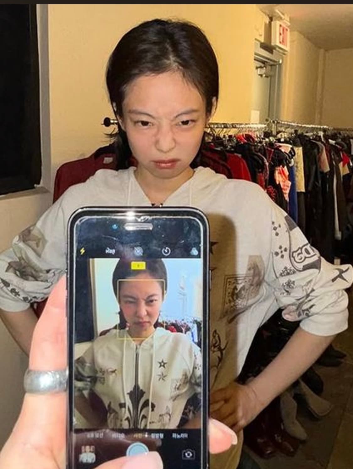 투머치택스 프린트 와플 후드집업 상품이미지3