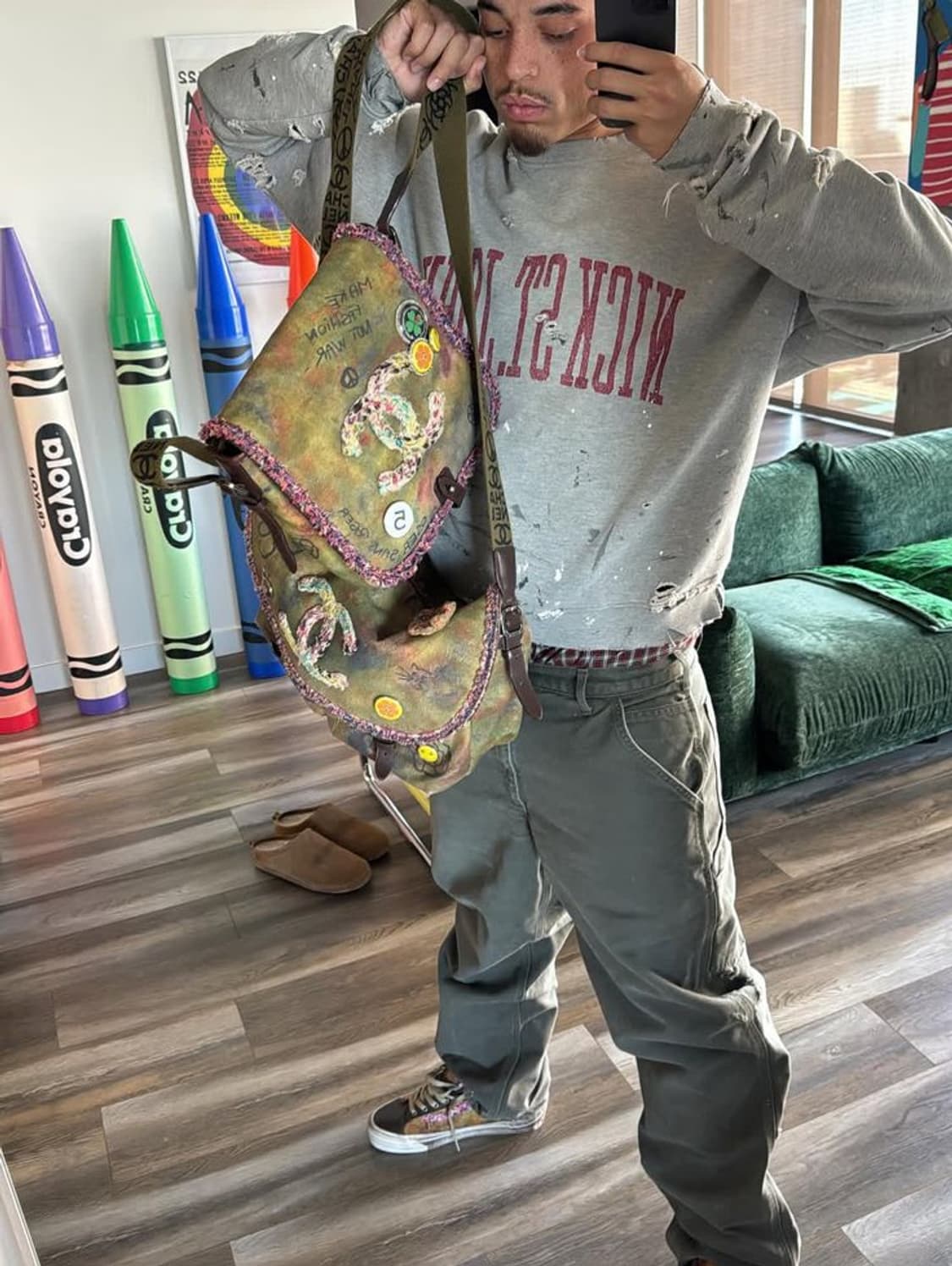 칼하트 모스그린 싱글니 painted 카펜터 팬츠 B11MOS 상품이미지1