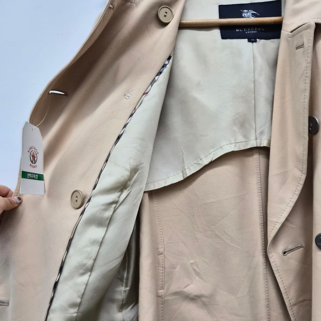 버버리 베이지 더블 버튼 자켓 여성 L 상품이미지4