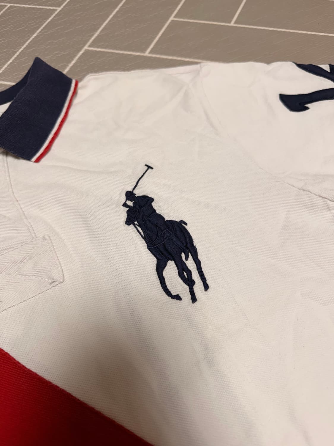 폴로 빅포니 성조기 반팔 럭비티 화이트 (2) 상품이미지4
