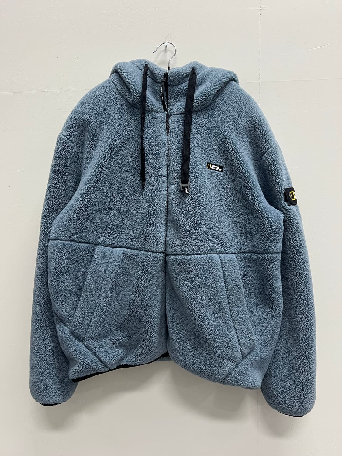 내셔널지오그래픽 양털 셰르파 뽀글이 후드집업 블루그레이 상품이미지2
